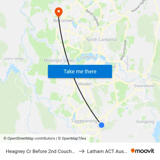 Heagney Cr Before 2nd Couchman Cr to Latham ACT Australia map