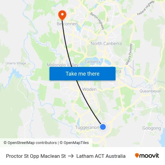 Proctor St Opp Maclean St to Latham ACT Australia map