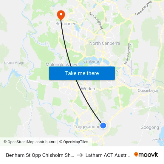 Benham St Opp Chisholm Shops to Latham ACT Australia map