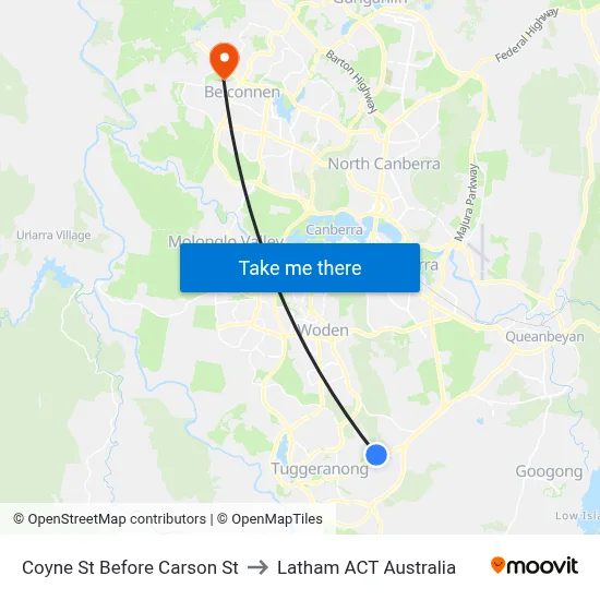 Coyne St Before Carson St to Latham ACT Australia map