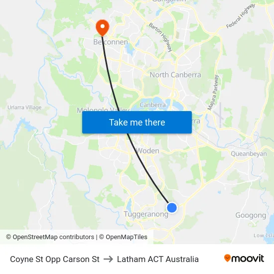 Coyne St Opp Carson St to Latham ACT Australia map