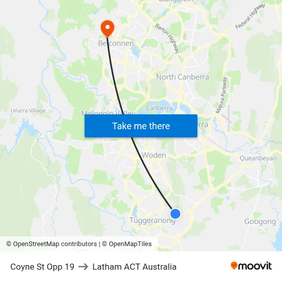 Coyne St Opp 19 to Latham ACT Australia map