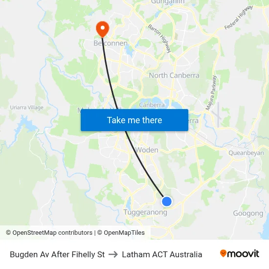 Bugden Av After Fihelly St to Latham ACT Australia map