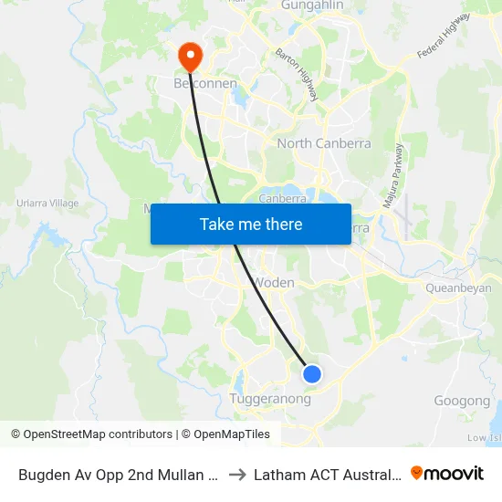 Bugden Av Opp 2nd Mullan St to Latham ACT Australia map