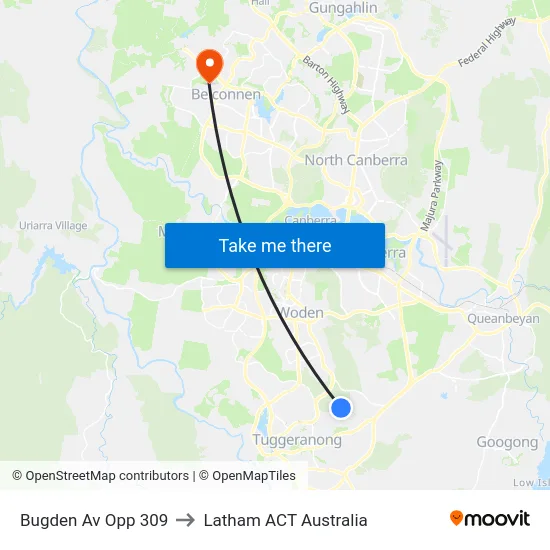 Bugden Av Opp 309 to Latham ACT Australia map