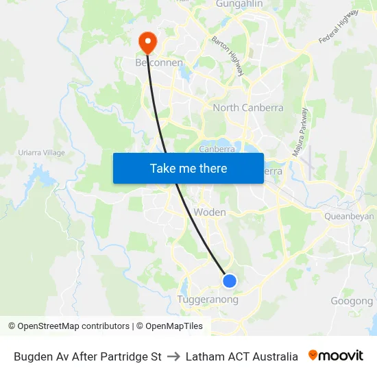 Bugden Av After Partridge St to Latham ACT Australia map