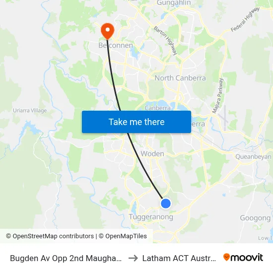 Bugden Av Opp 2nd Maughan Cr to Latham ACT Australia map