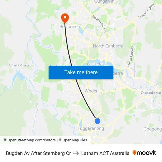 Bugden Av After Sternberg Cr to Latham ACT Australia map