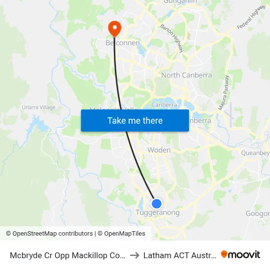 Mcbryde Cr Opp Mackillop College to Latham ACT Australia map