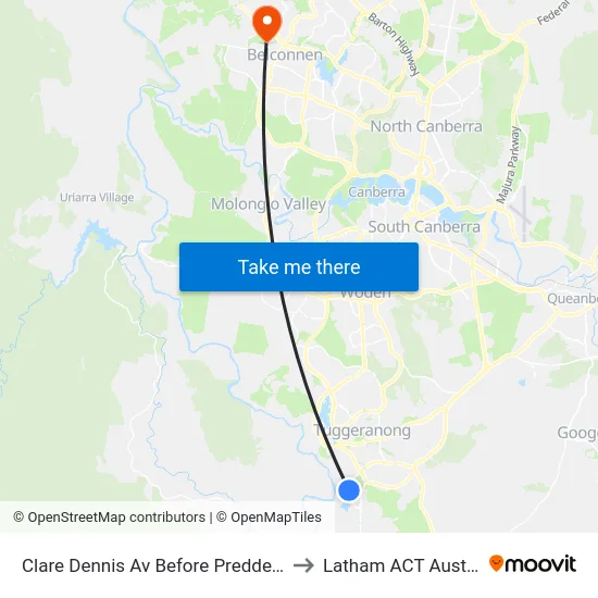 Clare Dennis Av Before Preddey Way to Latham ACT Australia map