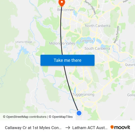 Callaway Cr at 1st Myles Connell Cr to Latham ACT Australia map