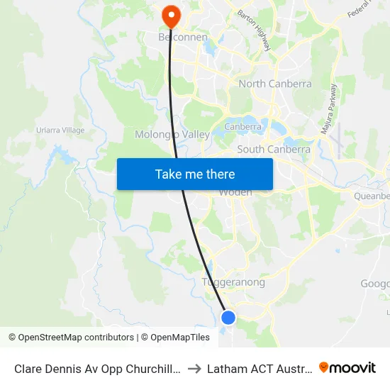 Clare Dennis Av Opp Churchill Way to Latham ACT Australia map