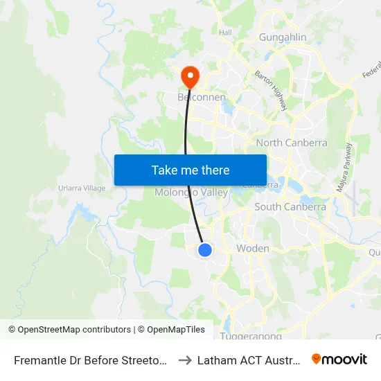 Fremantle Dr Before Streeton Dr to Latham ACT Australia map
