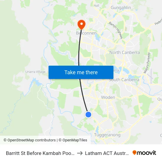 Barritt St Before Kambah Pool Rd to Latham ACT Australia map
