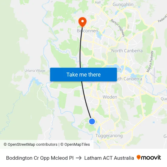 Boddington Cr Opp Mcleod Pl to Latham ACT Australia map