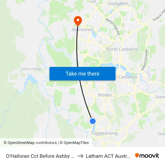 O'Halloran Cct Before Ashby Cct to Latham ACT Australia map