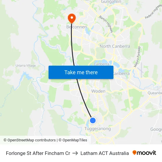 Forlonge St After Fincham Cr to Latham ACT Australia map
