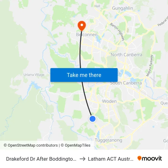 Drakeford Dr After Boddington Cr to Latham ACT Australia map