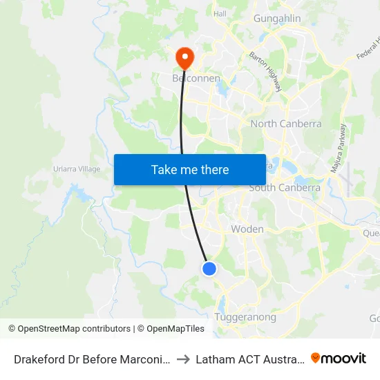 Drakeford Dr Before Marconi Cr to Latham ACT Australia map