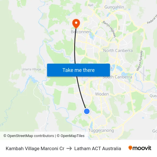 Kambah Village Marconi Cr to Latham ACT Australia map