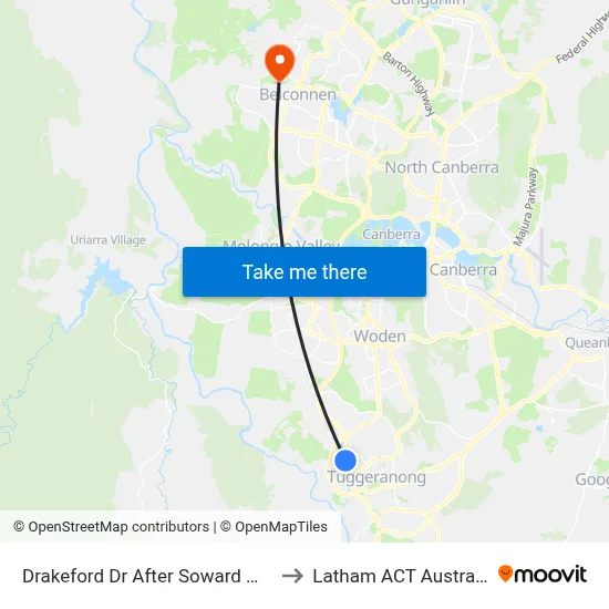 Drakeford Dr After Soward Way to Latham ACT Australia map