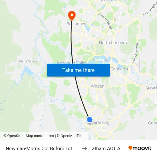 Newman-Morris Cct Before 1st Singleton Cr to Latham ACT Australia map
