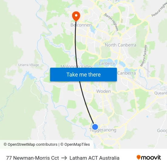 77 Newman-Morris Cct to Latham ACT Australia map