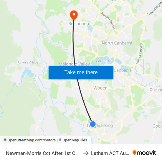Newman-Morris Cct After 1st Collocott Cr to Latham ACT Australia map