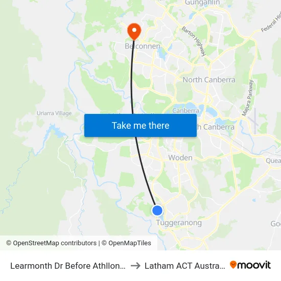 Learmonth Dr Before Athllon Dr to Latham ACT Australia map