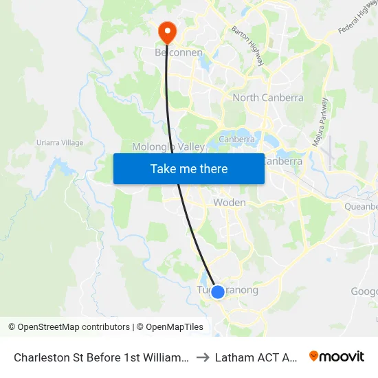 Charleston St Before 1st William Hudson Cr to Latham ACT Australia map
