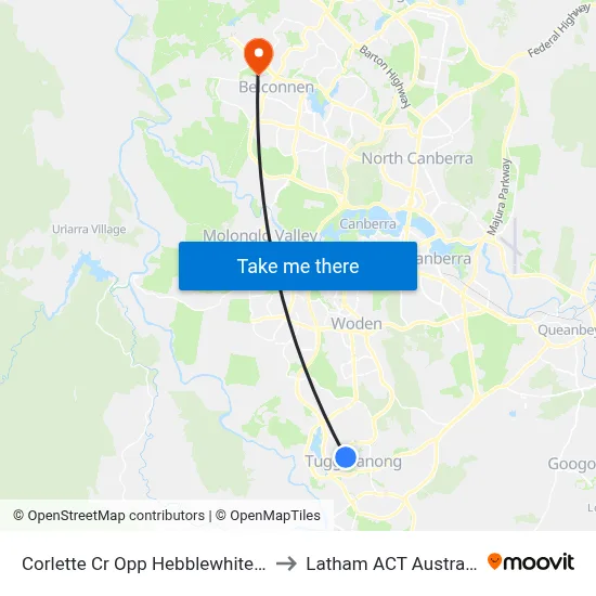Corlette Cr Opp Hebblewhite St to Latham ACT Australia map