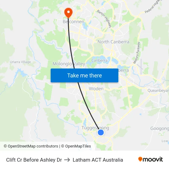 Clift Cr Before Ashley Dr to Latham ACT Australia map