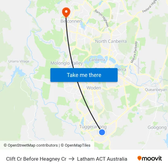 Clift Cr Before Heagney Cr to Latham ACT Australia map
