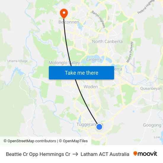 Beattie Cr Opp Hemmings Cr to Latham ACT Australia map