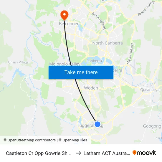 Castleton Cr Opp Gowrie Shops to Latham ACT Australia map