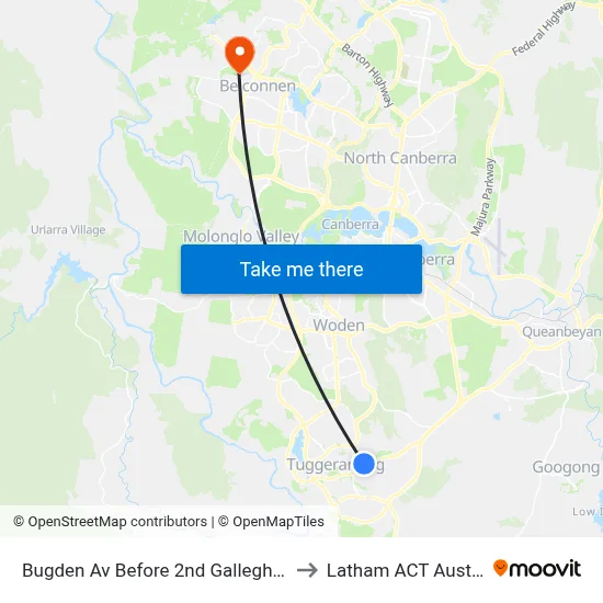 Bugden Av Before 2nd Galleghan Cct to Latham ACT Australia map