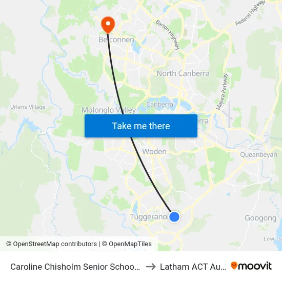 Caroline Chisholm Senior School Norriss St to Latham ACT Australia map