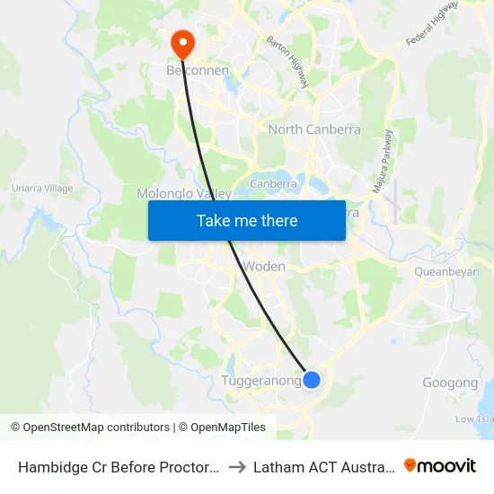 Hambidge Cr Before Proctor St to Latham ACT Australia map