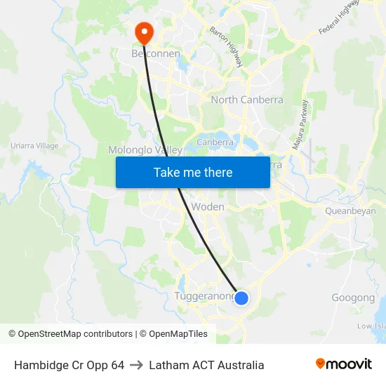 Hambidge Cr Opp 64 to Latham ACT Australia map