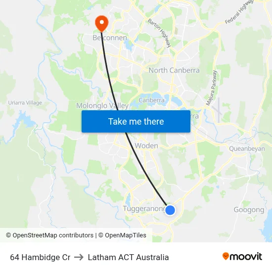 64 Hambidge Cr to Latham ACT Australia map