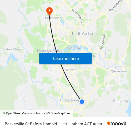 Baskerville St Before Hambidge Cr to Latham ACT Australia map