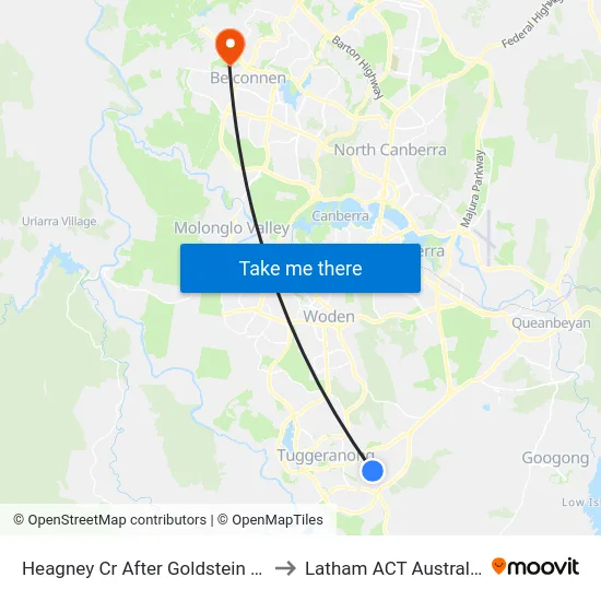 Heagney Cr After Goldstein Cr to Latham ACT Australia map