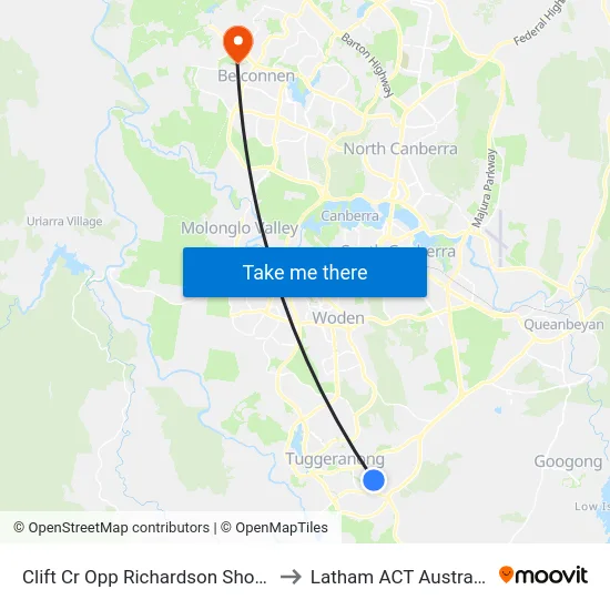 Clift Cr Opp Richardson Shops to Latham ACT Australia map