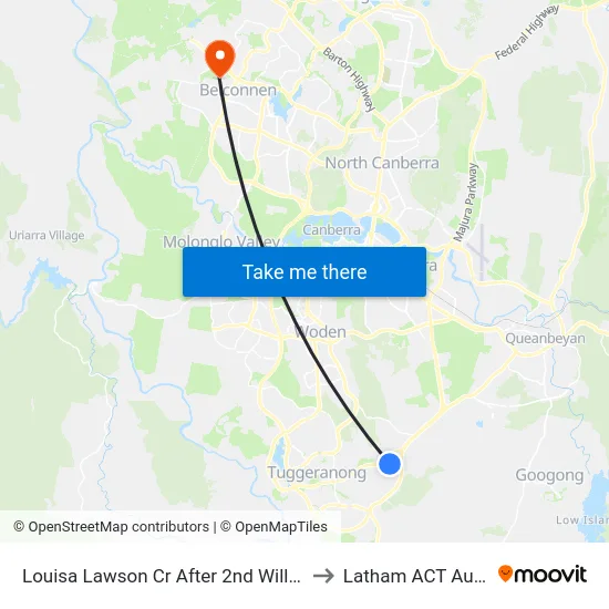 Louisa Lawson Cr After 2nd Willoughby Cr to Latham ACT Australia map