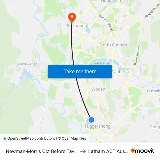 Newman-Morris Cct Before Taverner St to Latham ACT Australia map