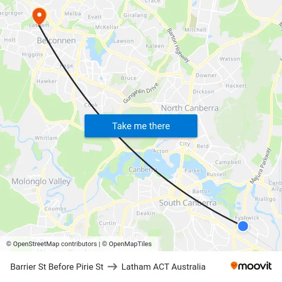 Barrier St Before Pirie St to Latham ACT Australia map