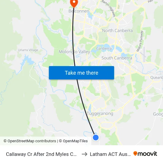 Callaway Cr After 2nd Myles Connell Cr to Latham ACT Australia map