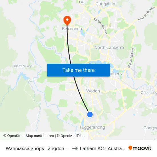 Wanniassa Shops Langdon Av to Latham ACT Australia map