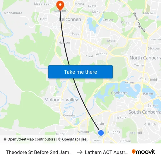 Theodore St Before 2nd James St to Latham ACT Australia map