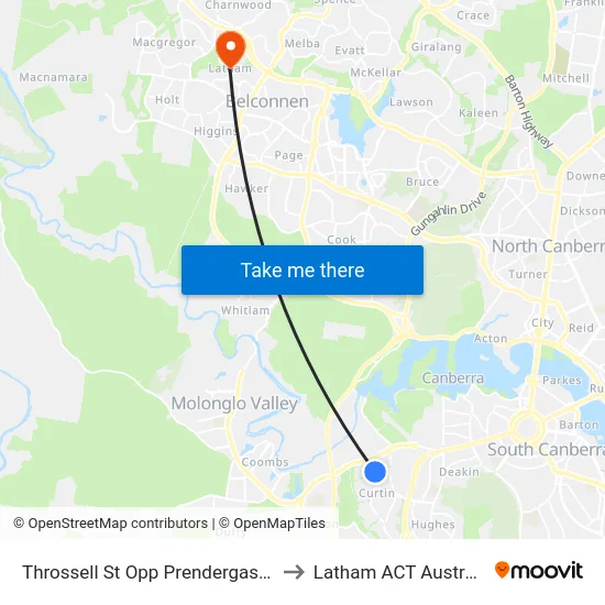 Throssell St Opp Prendergast St to Latham ACT Australia map